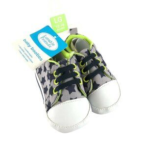 Luvable Friends Baby Booties Sneakers Stars Slip On Non Skid Gray 12-18 m